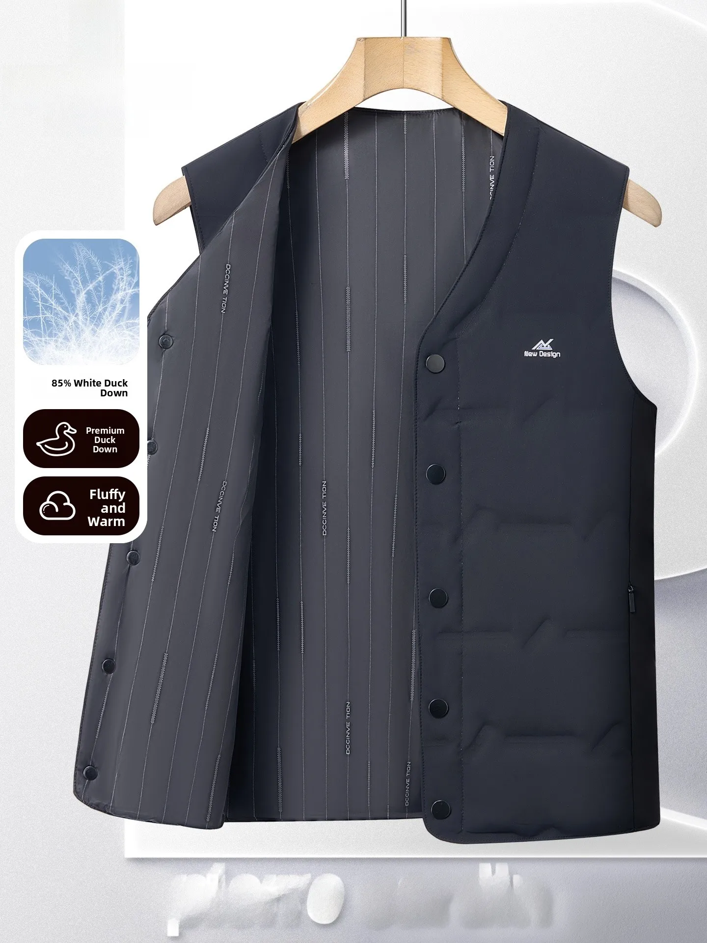 

Мужской пуховый жилет Pierre Cardin: осенне-зимний, теплый, повседневный, деловой, модный, из нейлоновой ткани, с V-образным вырезом, без рукавов