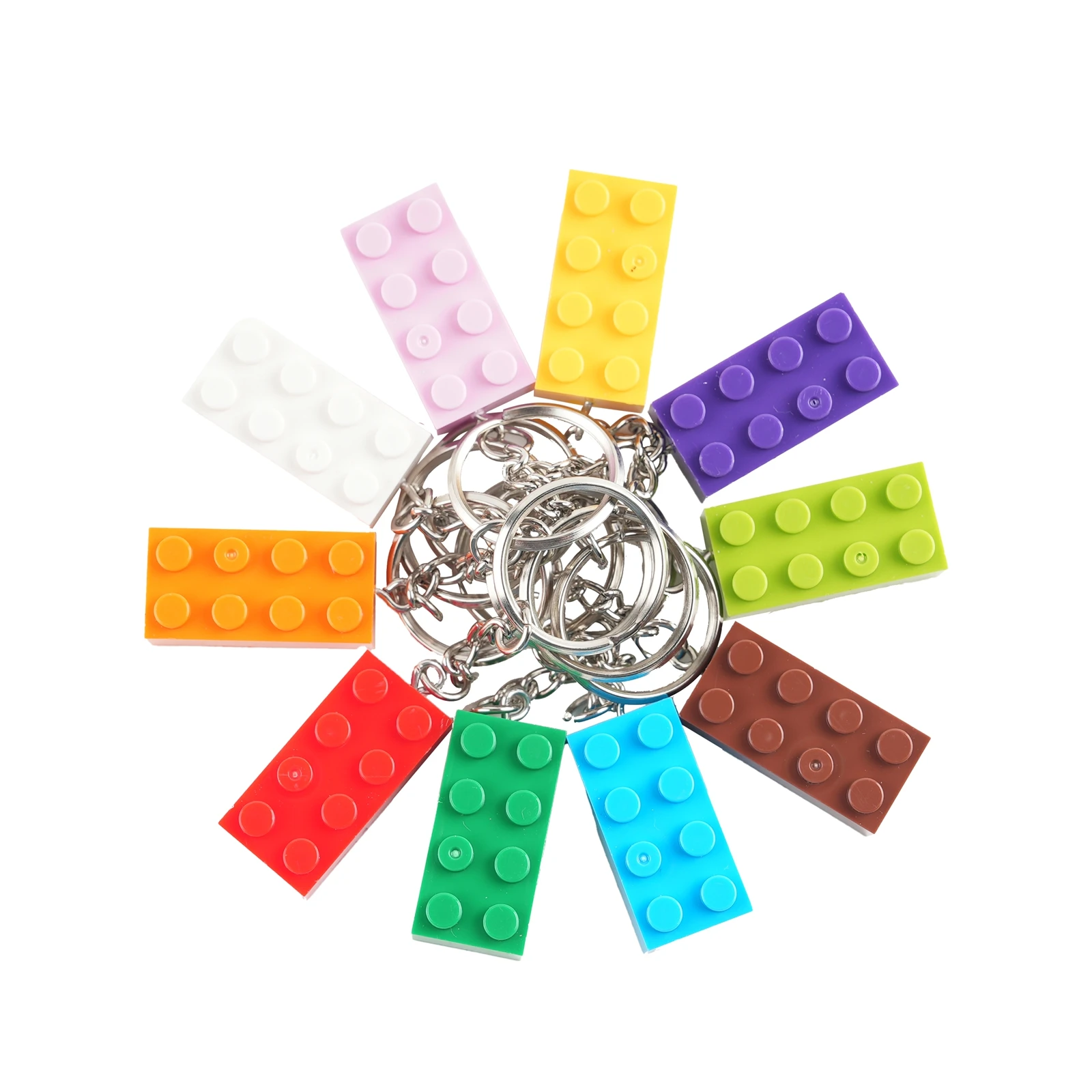 2x4 Plate Key Chain Building Blocks Small Particle Creative Hanging Ring DIY MOC Bricks Parts Kit Toy for Legoeds Kids Gift