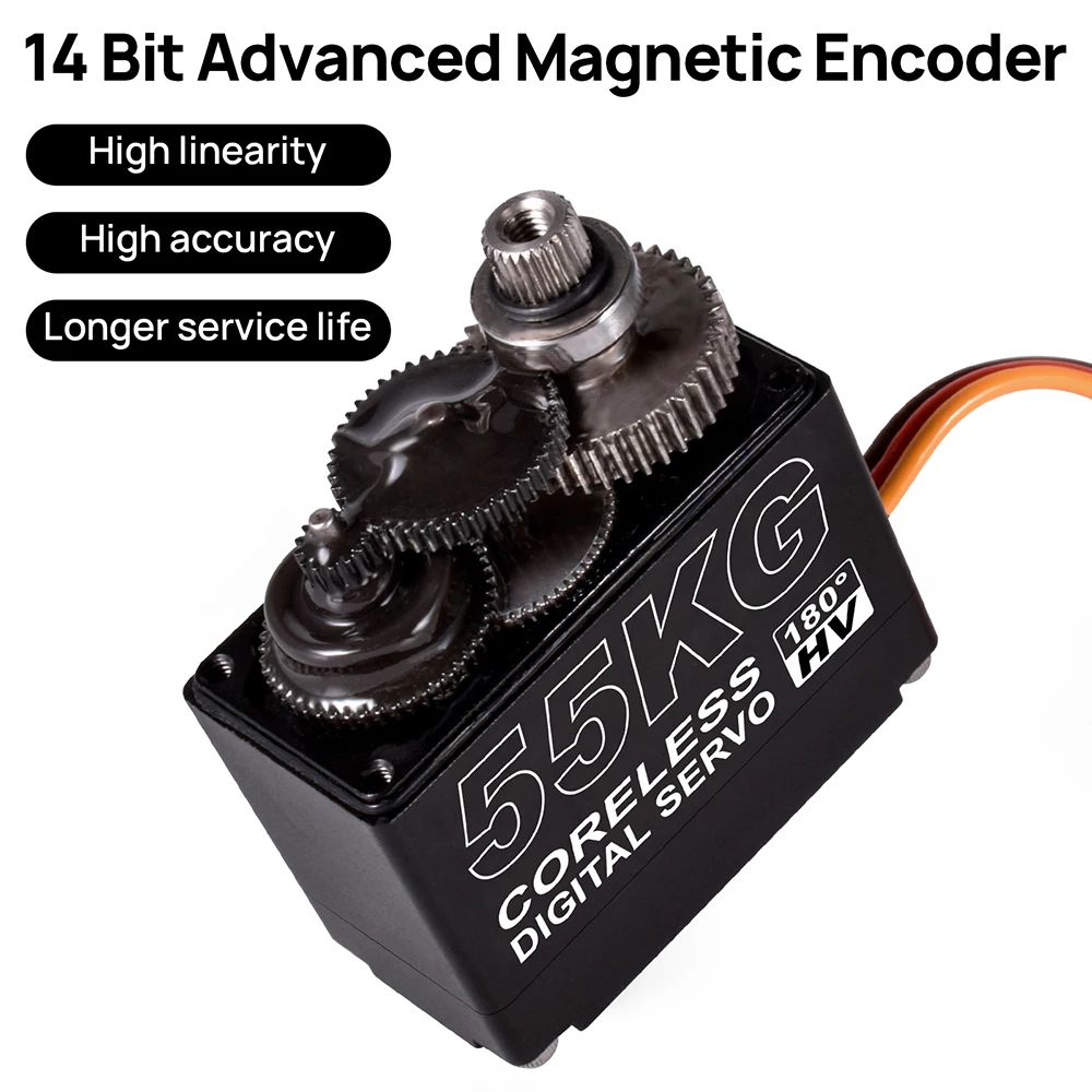 9imod 55kg Waterproof Servo IP67 180/270 Magnetic Sensor High Torque Coreless Digital Servo Full Metal Gear for 1/8 1/10 RC Cars