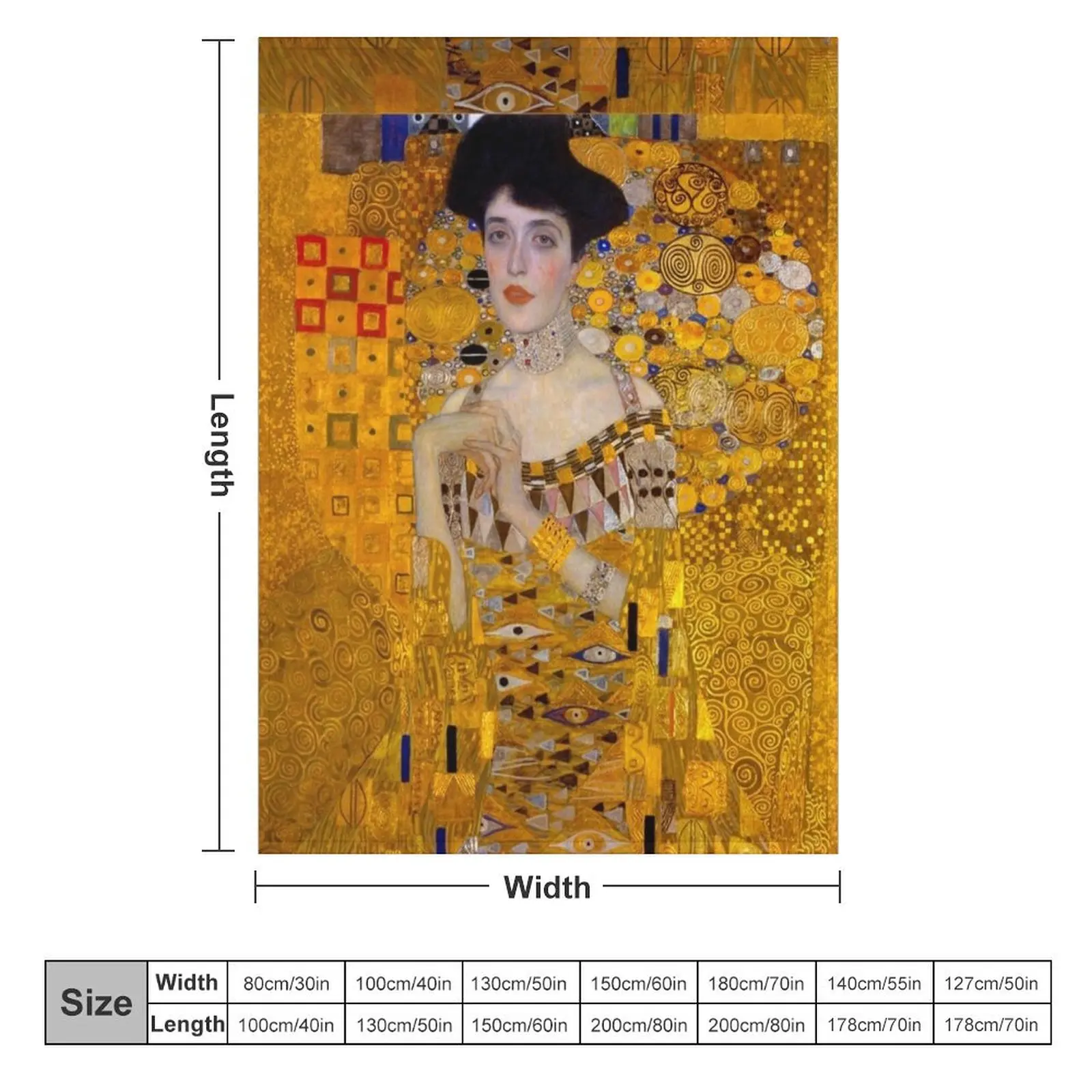 GUSTAV KLIMT - Portrait of Adele Bloch-Bauer I Original HD Gustav Klimt Art Print Throw Blanket Quilt Large for sofa Blankets