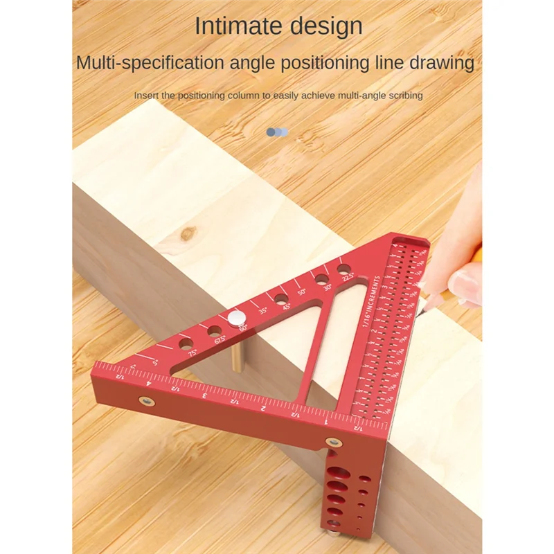 A48I 5-Inch Triangular Hole Ruler Aluminum Alloy Marking Ruler Square Building Frame Tools Woodworking Measuring Ruler
