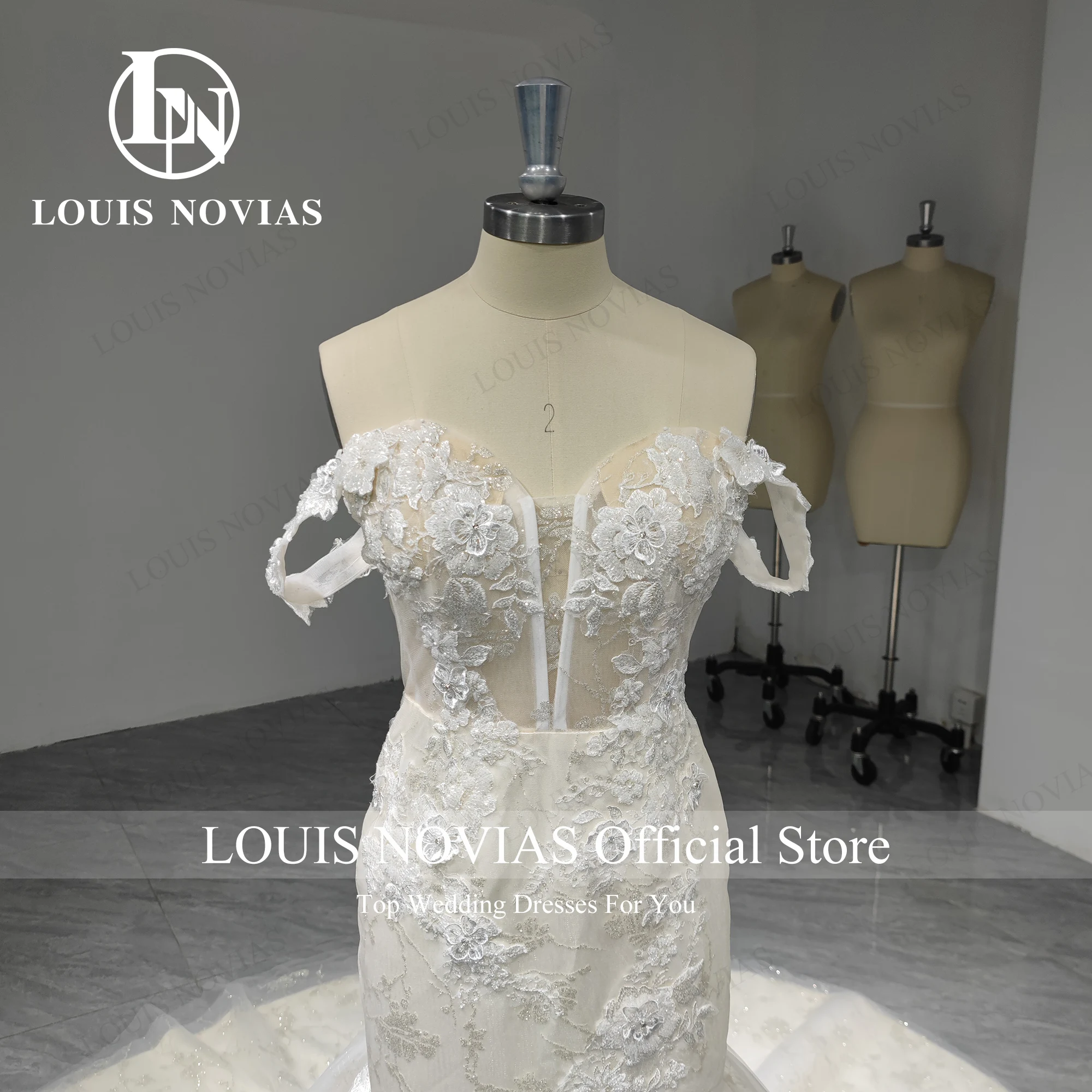 

LOUIS NOVIAS Свадебные платья русалки для женщин, сексуальное свадебное платье с открытыми плечами и аппликацией в форме сердца, со шлейфом, Vestidos De Novia