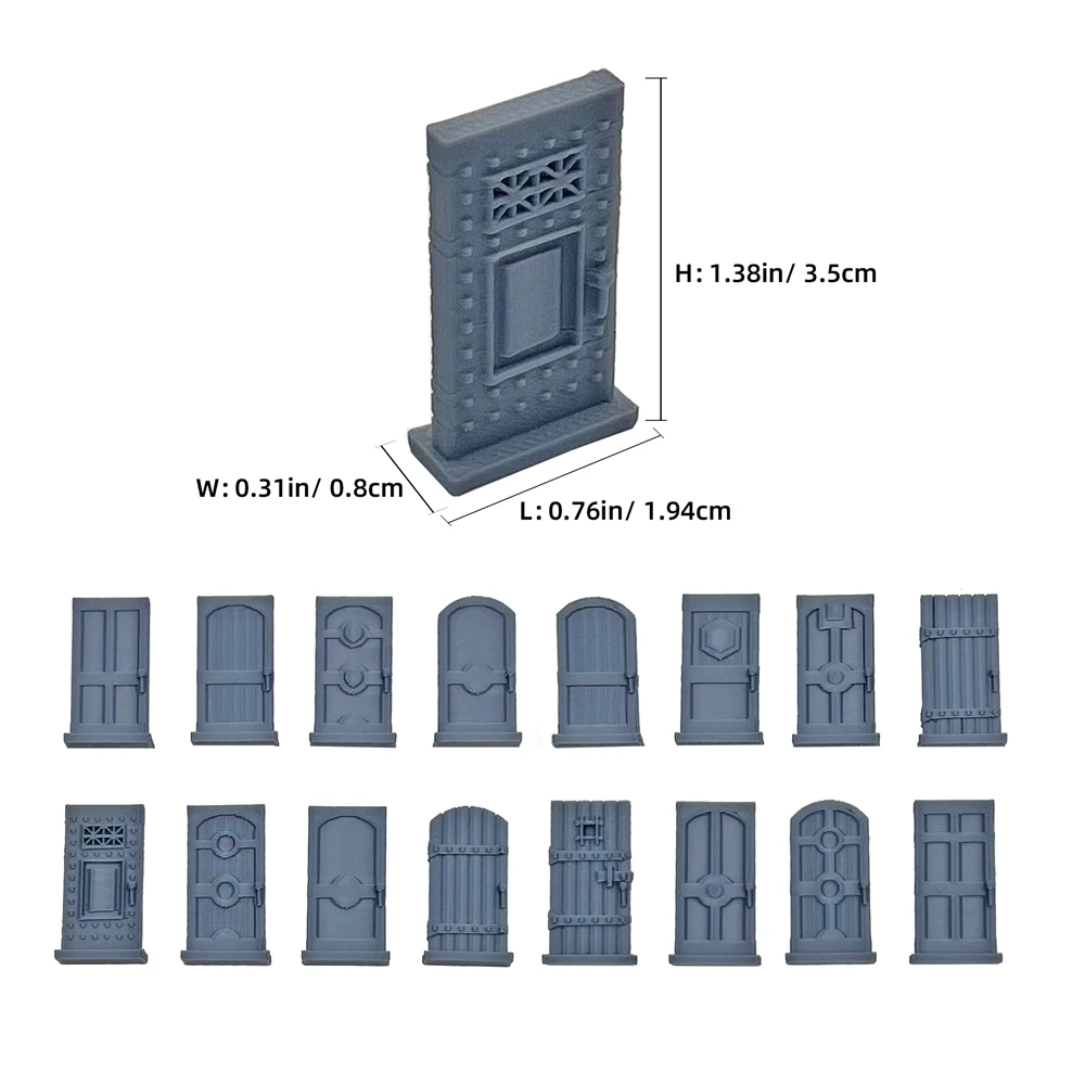 16pcs Dungeon Scenery Dungeon Doors  Set Scenery & Terrain For Legend Games 3D Printed Tabletop RPG Scenery And Wargame Terrain