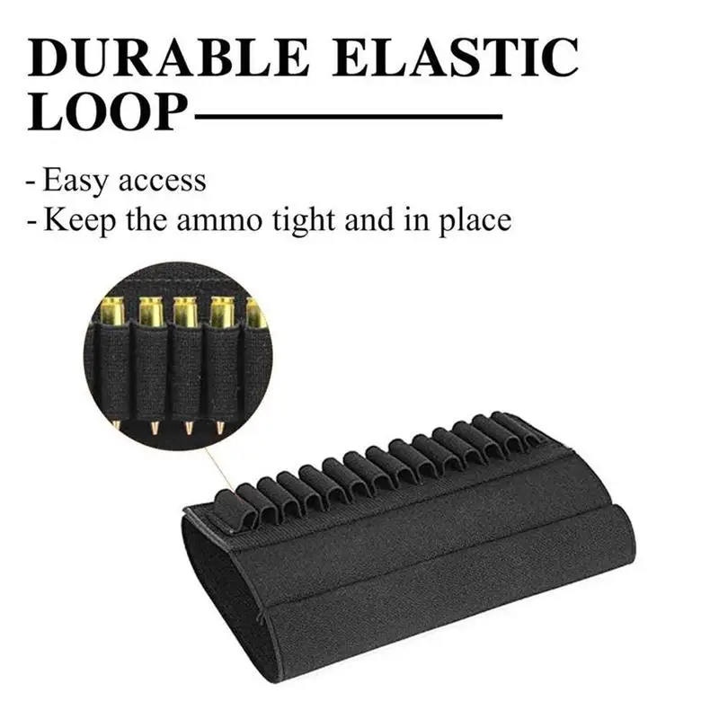 Cheek Rest Pad Rifle Buttstock, Portable Tactical Shell Holder Cheek Rest Pad Ammo Pouch Holder with 14 Shells Holder