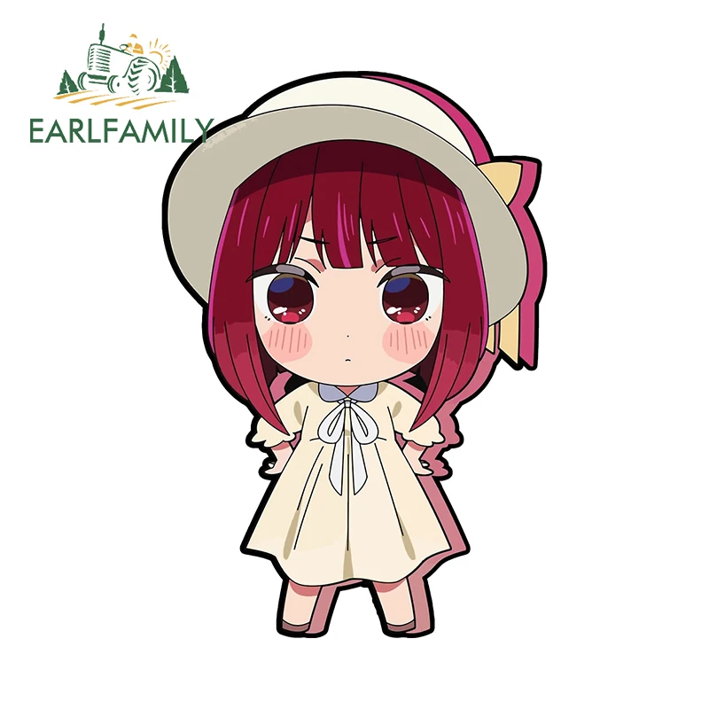 EARLFAMILY 13cm x 8.9cm Kana Arima Cute Decal Red Hair Chibi Anime Dress Kawaii Hat Car Stickers Sunscreen Laptop Vinyl Decor