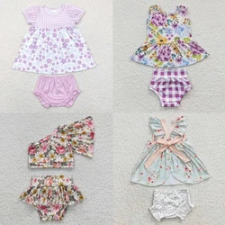 Wholesale Baby Girls Toddler Floral Set Kids Flower Tops Children Bummie Shorts Infant Boutique Summer Outfit Clothing