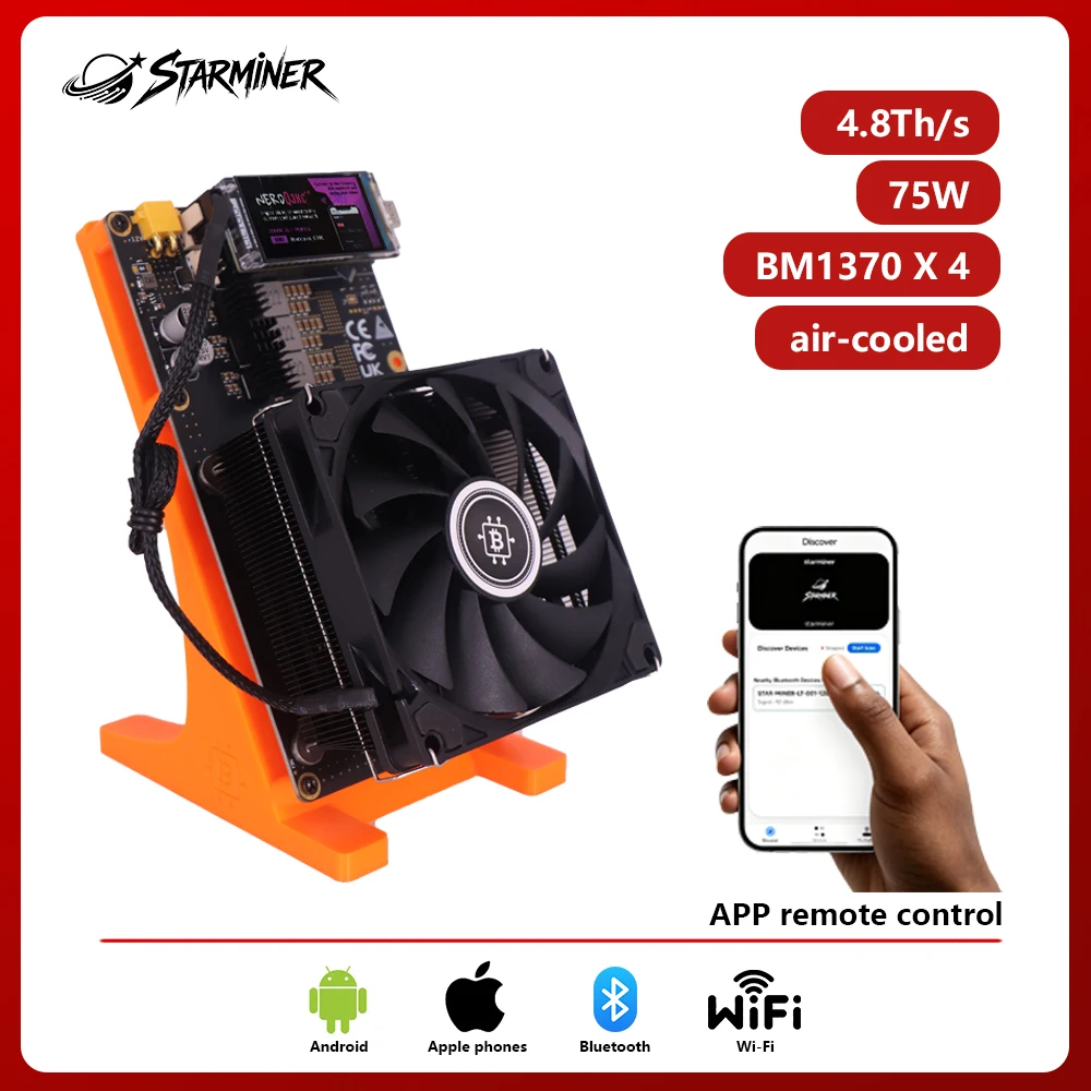 STARMINER Smart Bitaxe NerdQaxe++ 4.8TH/s BTC Bitcoins Miner BM1370 Asic Chip Solo 75W 2.4G WiFi Open-Source Mining Machine