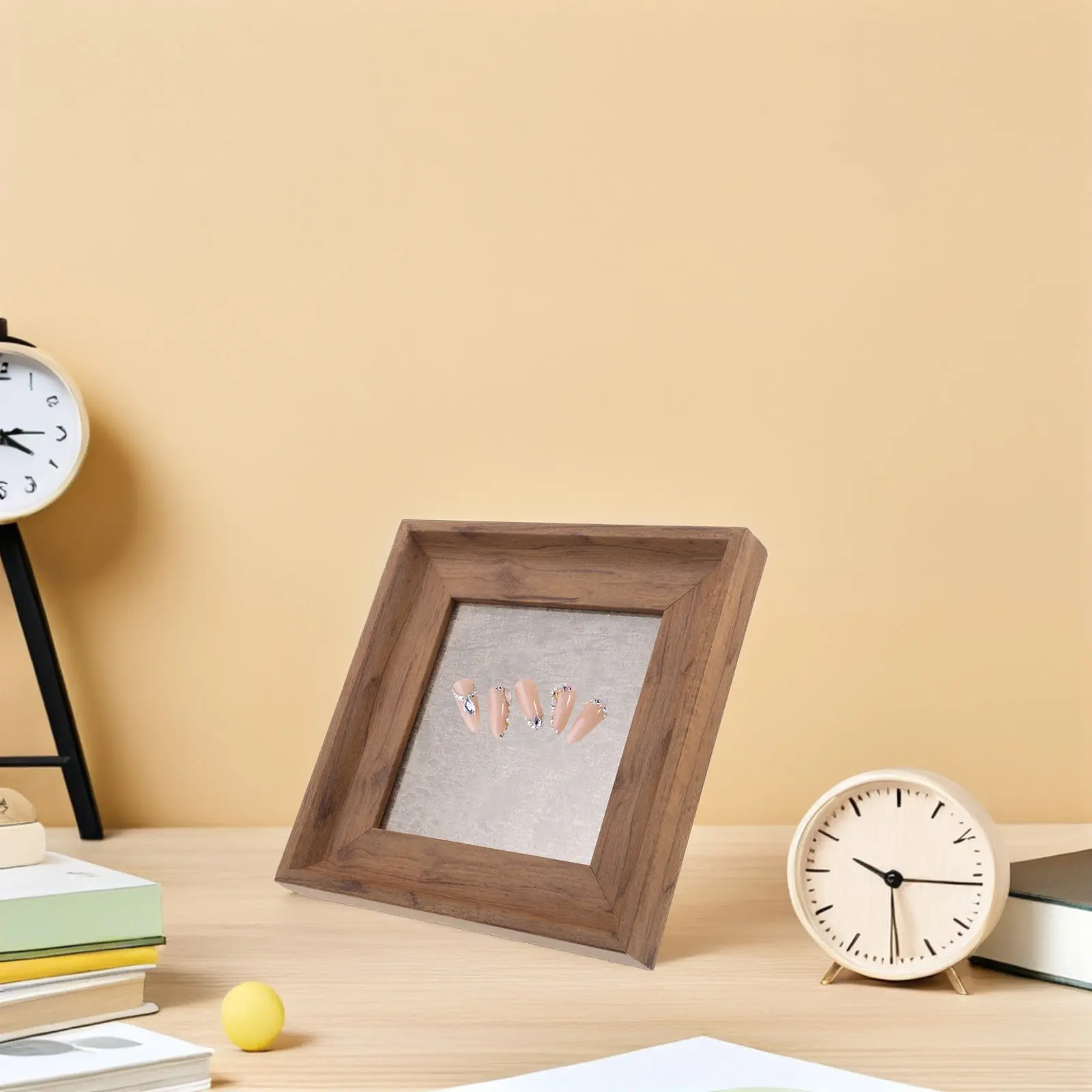 Nail Art Display Stand Acrylic Nail Color Sample Display Board Wooden Photo Frame Fake Tips Salon Desk Manicure Showing