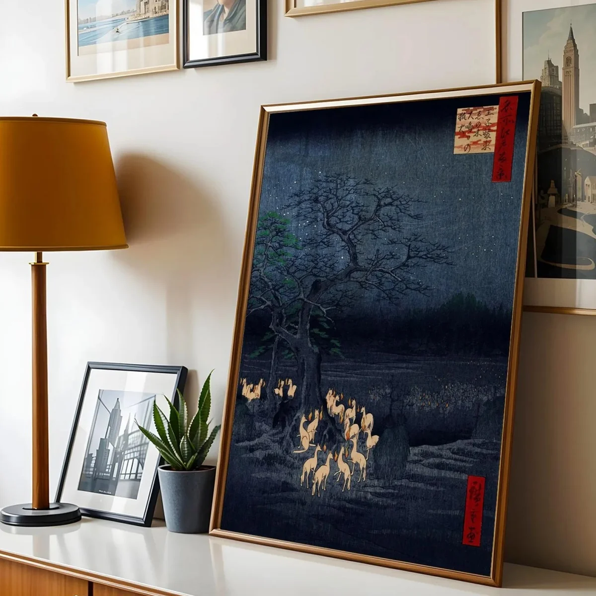 Japanese Retro Fox Canvas Print Poster Vintage Japandi Ukiyo-e Art Prints Living Room Bedroom Wall Art Home Decor Poster