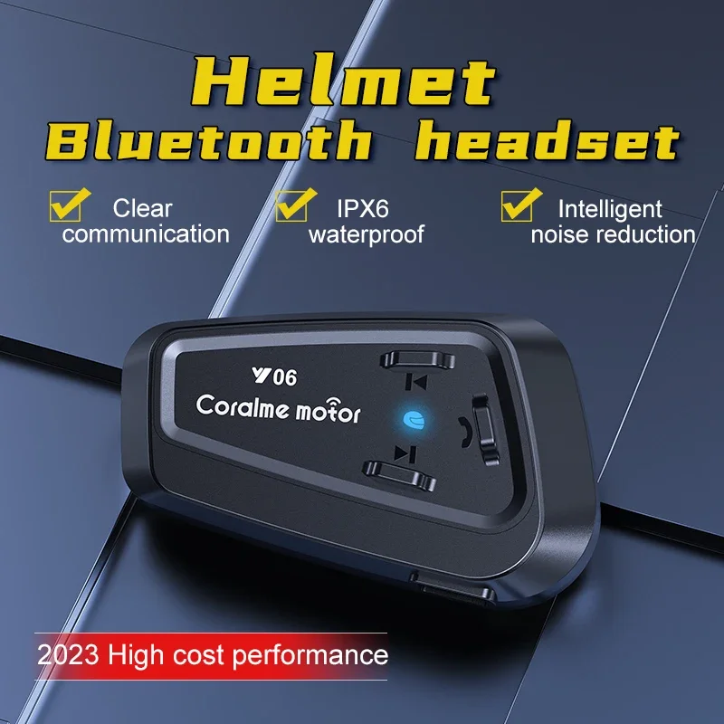 Y06 Motorcycle Helmet Bluetooth Headset Earphone High Reliable Sound Dustproof Music Player Headphone Waterproof IPX6