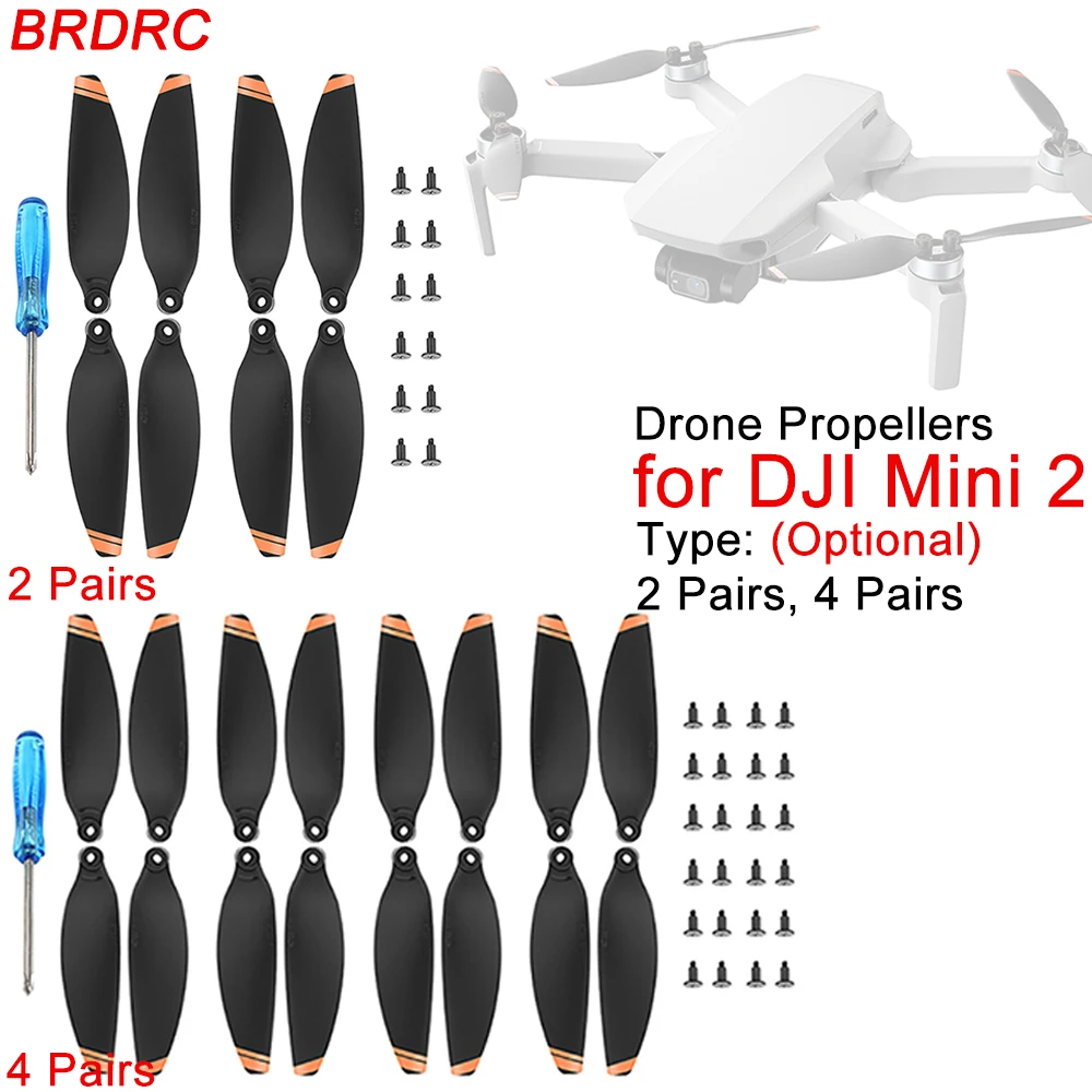 2/4 Pairs BRDRC Propellers for DJI Mini 2/4K Drone Props Lightweight Wing Fan Replacement Propeller Paddles