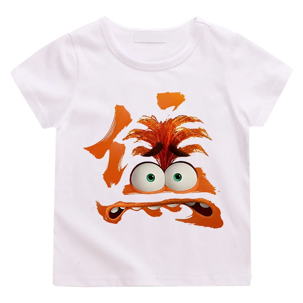 Inside Out 2 T-Shirt Fashion 100% Cotton Tees Round Collar Anime Short Sleeve T Shirt Gift Clothing Youth Boys Baby Summer Tops