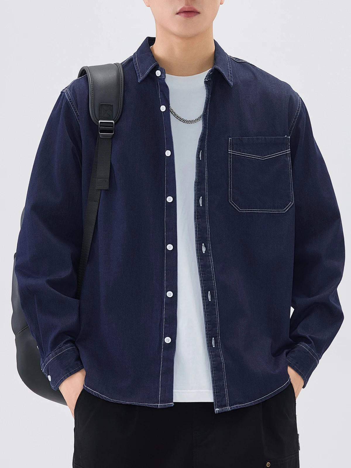 DUKEEN Soft Denim Shirts for Men 2025 Spring and Autumn New 100% Cotton Vintage Style Causal Basic Top High Quality Men Clothing