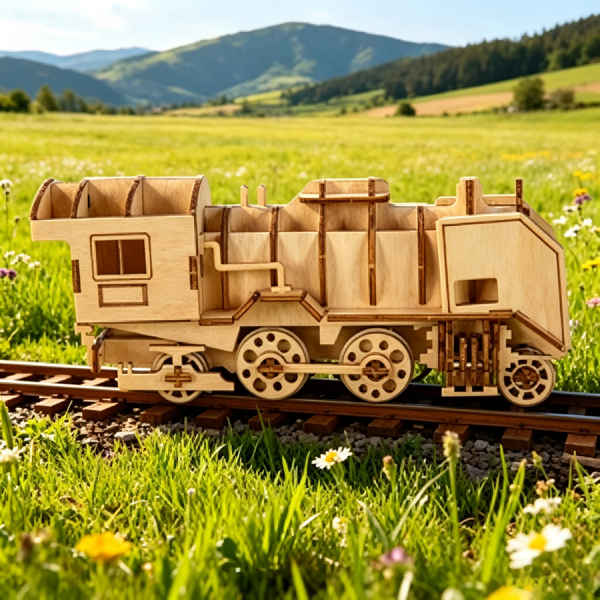 DIY Vintage Steam Locomotive 3D Wooden Puzzle Model, Retro Train Collectible Desktop Decor Gift