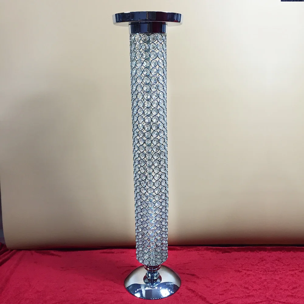 Exquisite Wedding Silver Metal And Crystal Table Centerpiece Modern For Sale