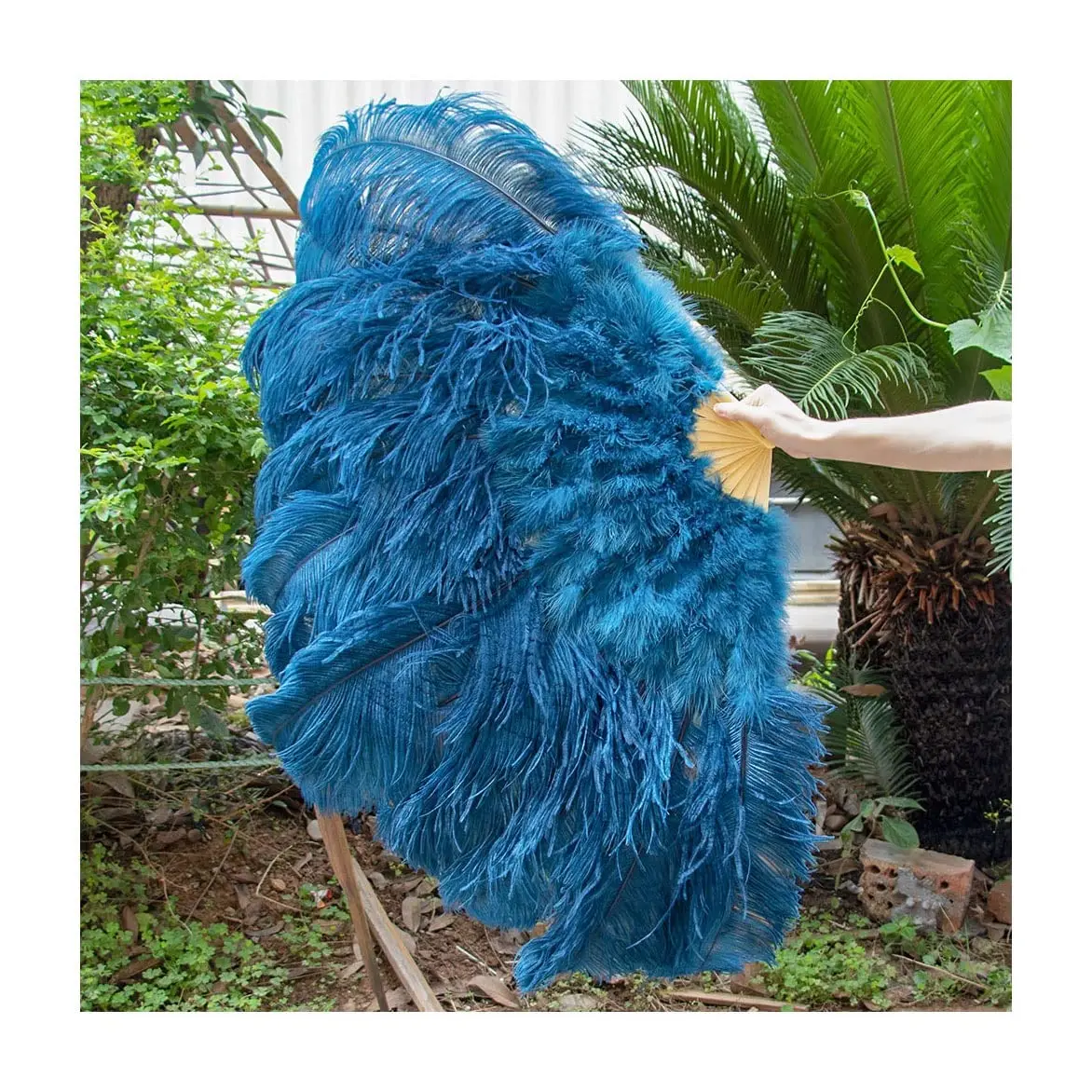 

13 Bones 130CM Ostrich Feather Fan Customized Held Folding Colorful Fan for Performance Dance Fans Stage Carnival Show Props