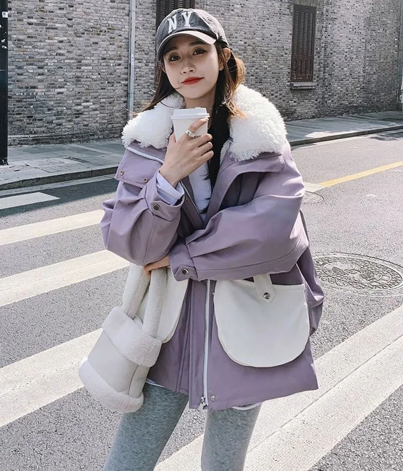 

2025 Winter New Women's Fleece-lined Thickened High-end Feel Cotton-padded Coat Streetwear Niche Design Korean Style