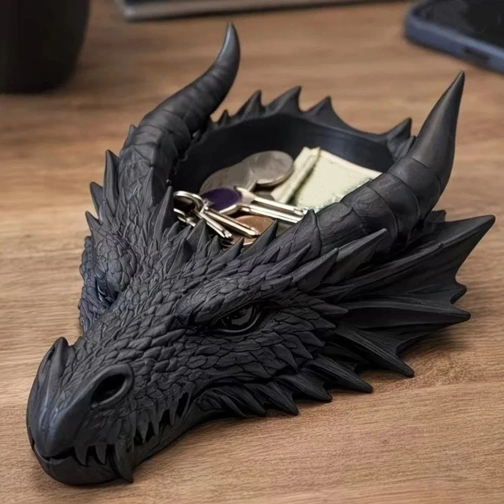 3D Print Dragon Head Storage Tray Multi Functional Gothic Jewelry Display Holder Funny Dragon Head Ornaments Living Room
