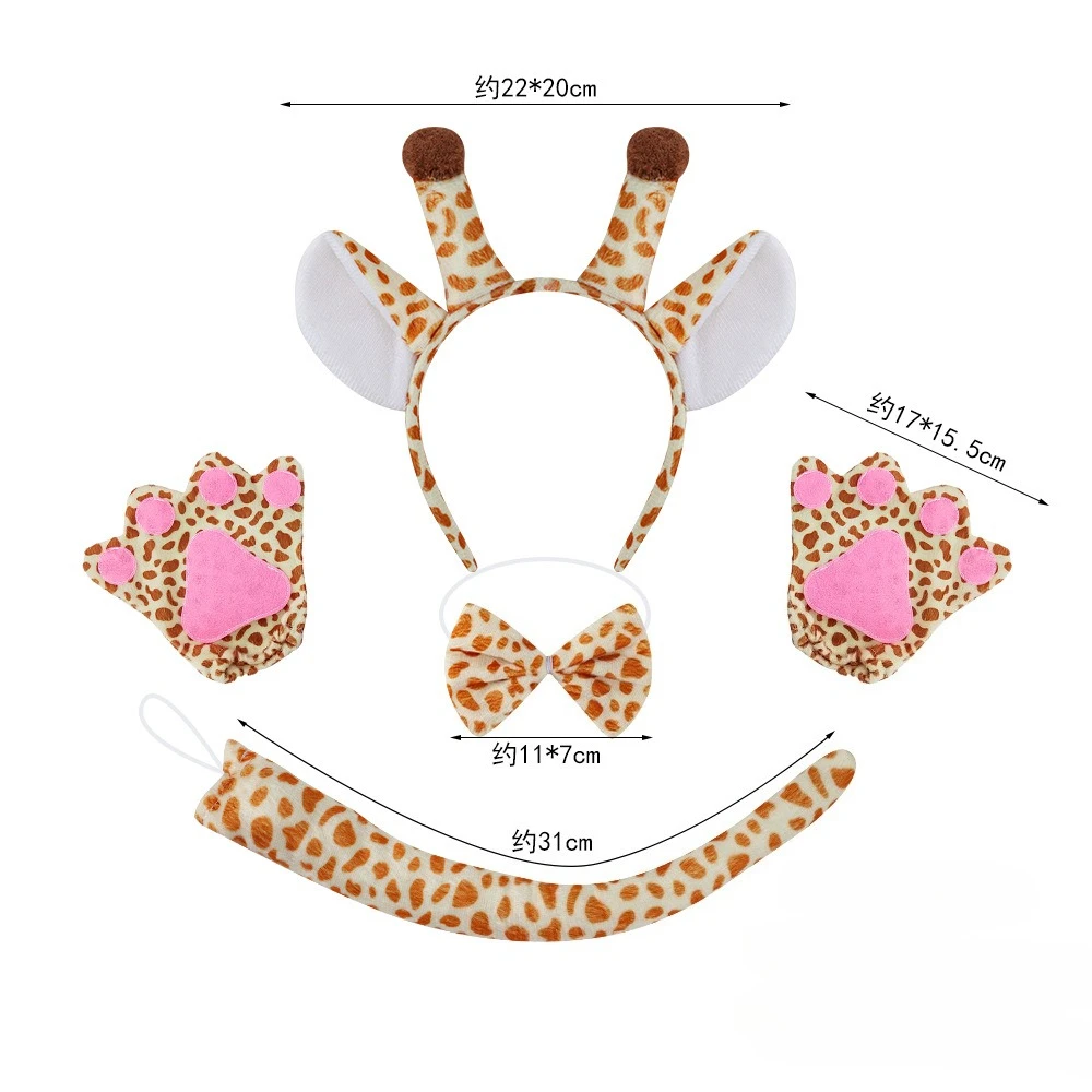 هالوين الزرافة عقال ربطة القوس فيونكة ذيل الغزلان قرون آذان الشعر الأطواق ربطة العنق الحيوان تزلف قرون خوذة العصابات الشعر #5