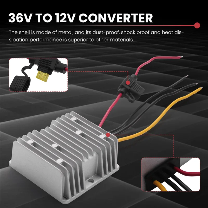 

A74I-DC 36V/48V To 12V 20A Converter Voltage DC Regulator Reducer Step Down Buck Transformer Converter Power With Fuse