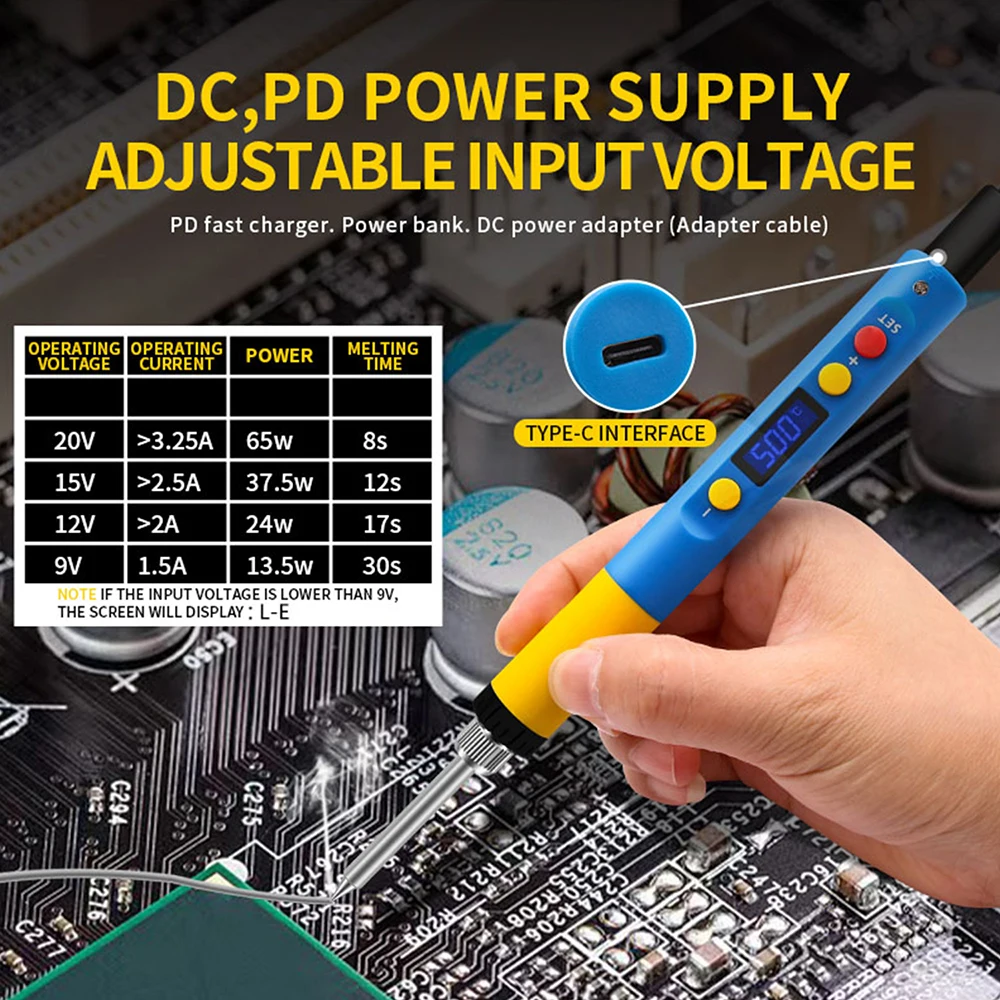 Fast Charge T65 Smart Portable Soldering Iron With 65W PD 6-Second Heat-Up LED Temperature Display Support PD/QC Protocols