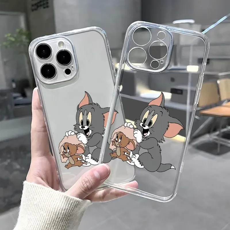 Tom And Jerry Wipe Hair Jerry Phone Case For iPhone 15 14 13 12 11 Pro Max 7 8Plus XR XS Max Y2K Soft Silicone Lovely Back Cover