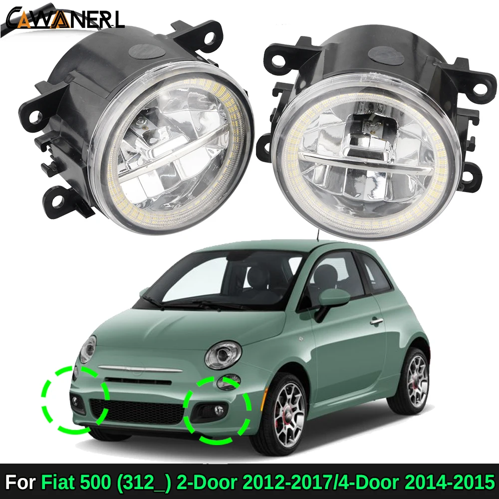 2 X Car Angel Eye LED Fog Light DRL Daylight 30W H11 For Fiat 500 (312_) 2-Door 2012-2017/4-Door 2014-2015 (Except Abarth Model)