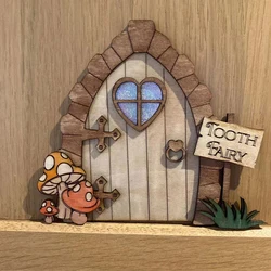 Dollhouse Mini Home Decorations Wood Fairy Elf Door Fairy Tale Gate Door Decoration Craft Ornaments Garden Courtyard Decoration