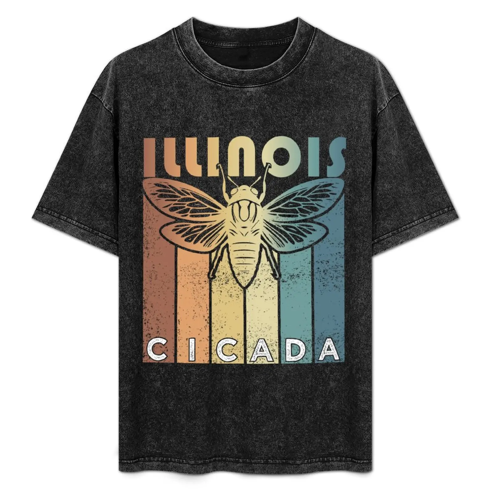 Retro Illinois2024 Cicada Summer Swarm, Vintage Cicada T-Shirt Casual Fashion Short Sleeve Cotton T-Shirt