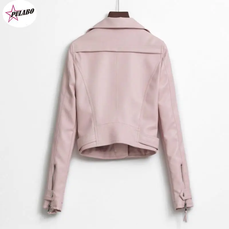 PULABO-Vestes en similicuir de moto pour femmes, Streetwear de motard, Manches longues, Lisse, Noir, Manteau rose, Automne, Hiver, Y2K