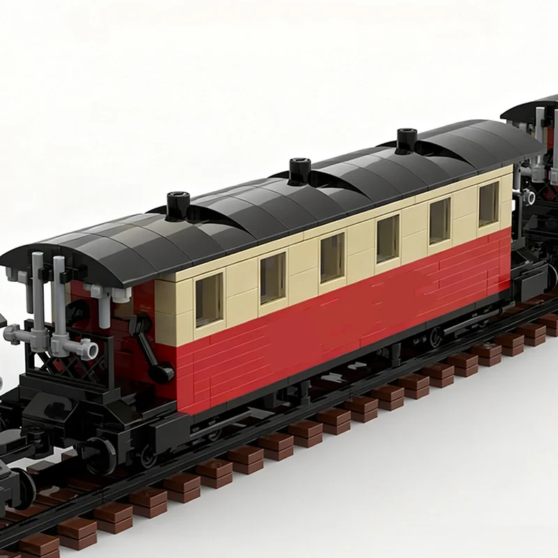 Stadsautomodel MOC Bouwstenen Narrrow Gauge Passagierstrein Modulaire technologie Geschenken Vakantie Monteer Kinderspeelgoed Pak