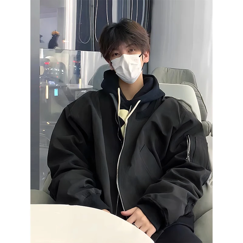 

Мужская куртка-бомбер оверсайз в американском стиле, уличная одежда в стиле хип-хоп, бейсбольный жилет MA, весенне-осенняя верхняя одежда, повседневное пальто