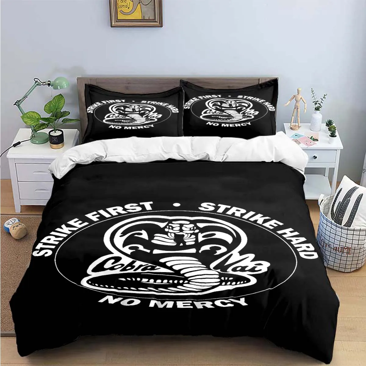 

Fashion C-Cobra Kai Logo Print Bedding Sets Exquisite Bed Supplies Set Duvet Cover Bed Comforter Set Bedding Set Luxury Gift