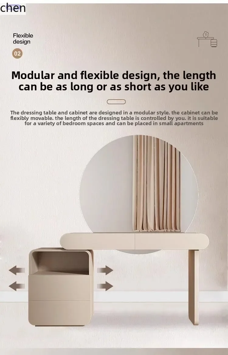 Dressing Table Minimalist Cream Style Dressing Storage Cabinet Integratedl3