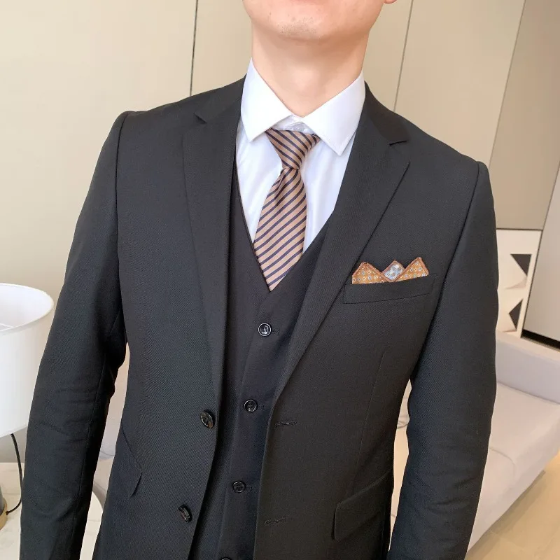 Herren Slim Fit 2-Knopf Formeller Blazer Jacke Einfarbiger Anzugmantel Business Büro Hochzeit Alltagskleidung Anzugoberteil für Studenten Berufstätige Männer – Detail 7