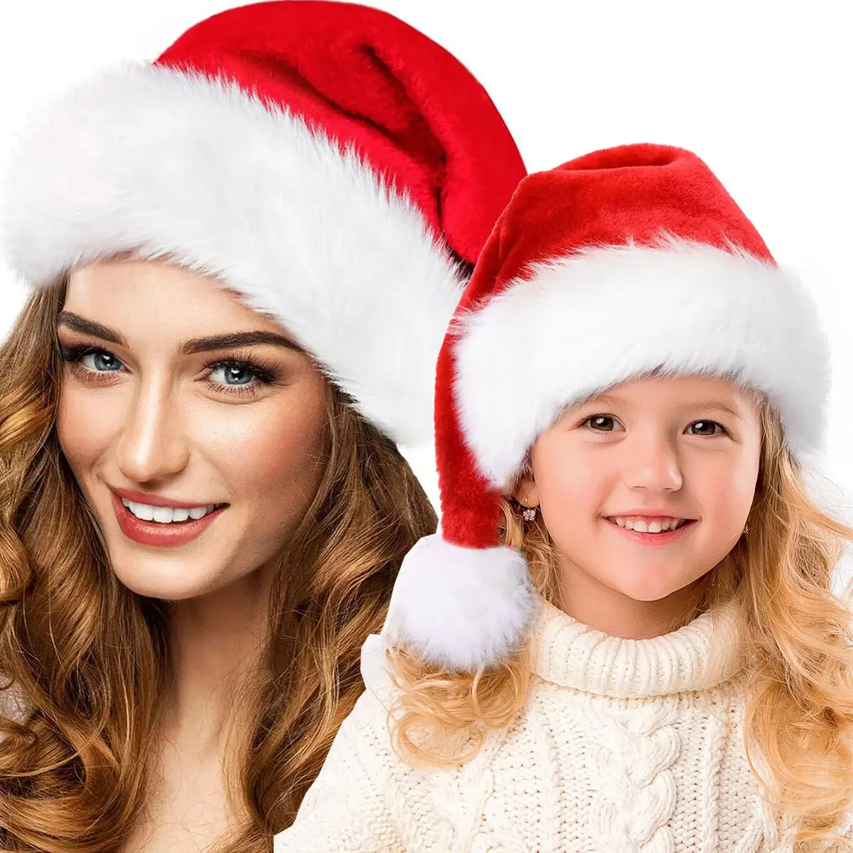 

2024 New Year Women Christmas Hats Girl Xmas New Year Holiday Party Headwear Velvet Santa Claus Hat for New Year Party