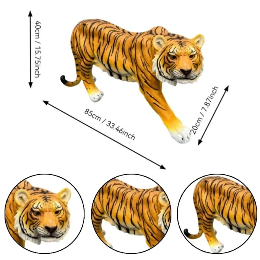 Outdoor Garden Statue: Lifelike Walking Tiger Sculpture, 33.46 Resin, Realistic Brown Finish, Weather-resistant Wildlife Decor