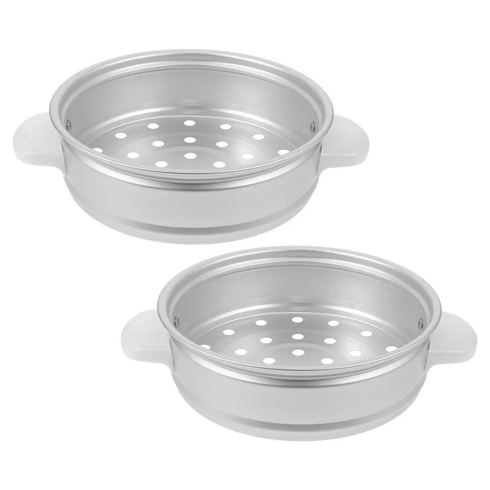 

2 Pcs Rice Cooker Steamer Dumpling Cooking Dessert Silver Aluminum Chinese Basket