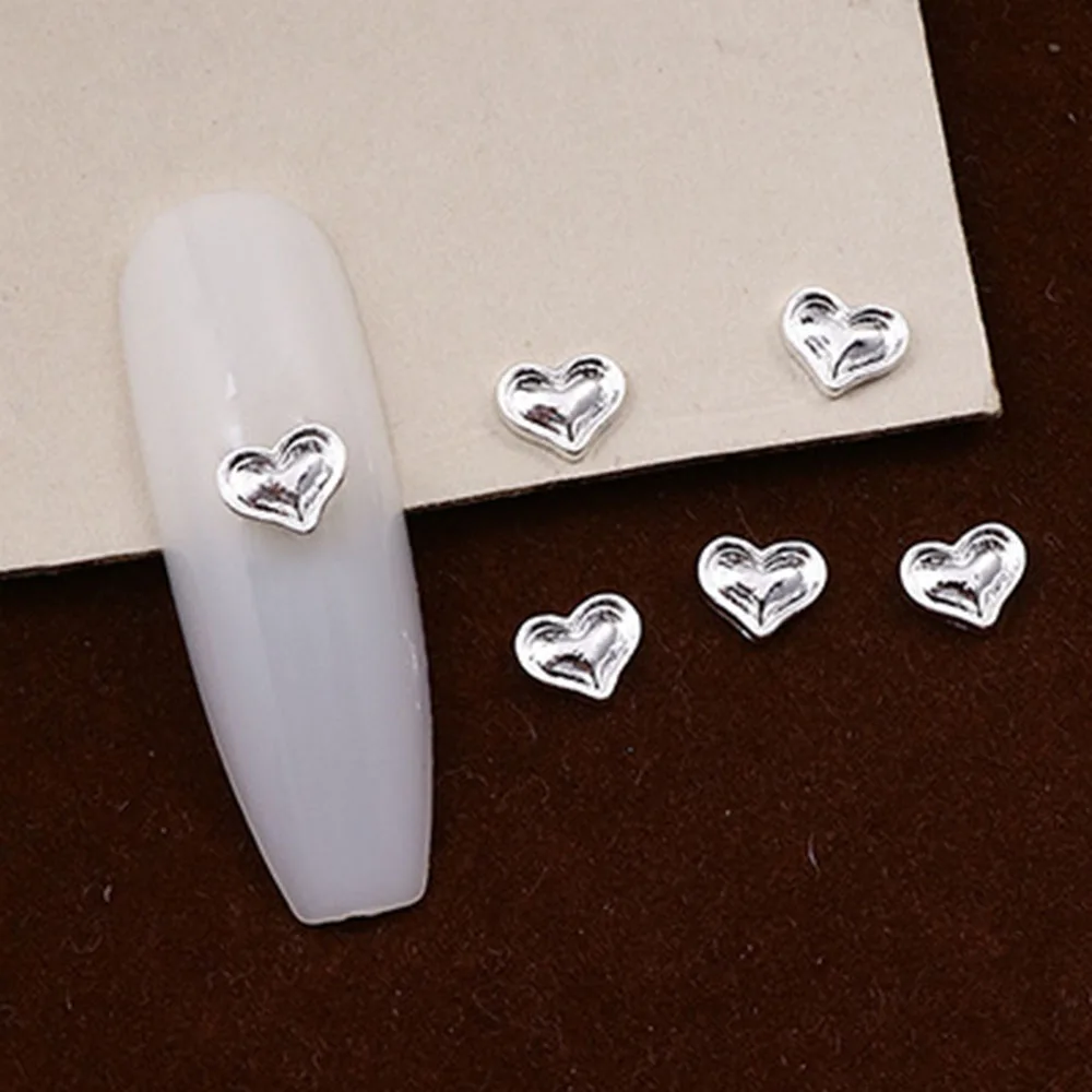 50PCS 3D Gold Silber Metallic Charms Mix Farben Liebe Mini XL Herz Rahmen Solide Schleife Relief Legierung Nail art strass Dekorationen – Detail 4