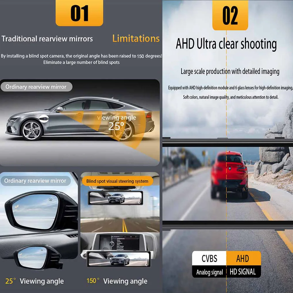 Car Dash Cam/DVR Support ADAS/BSD Dash Cam 12Inch Screen Car 4K 4Lens Cameras Cam HD Recording