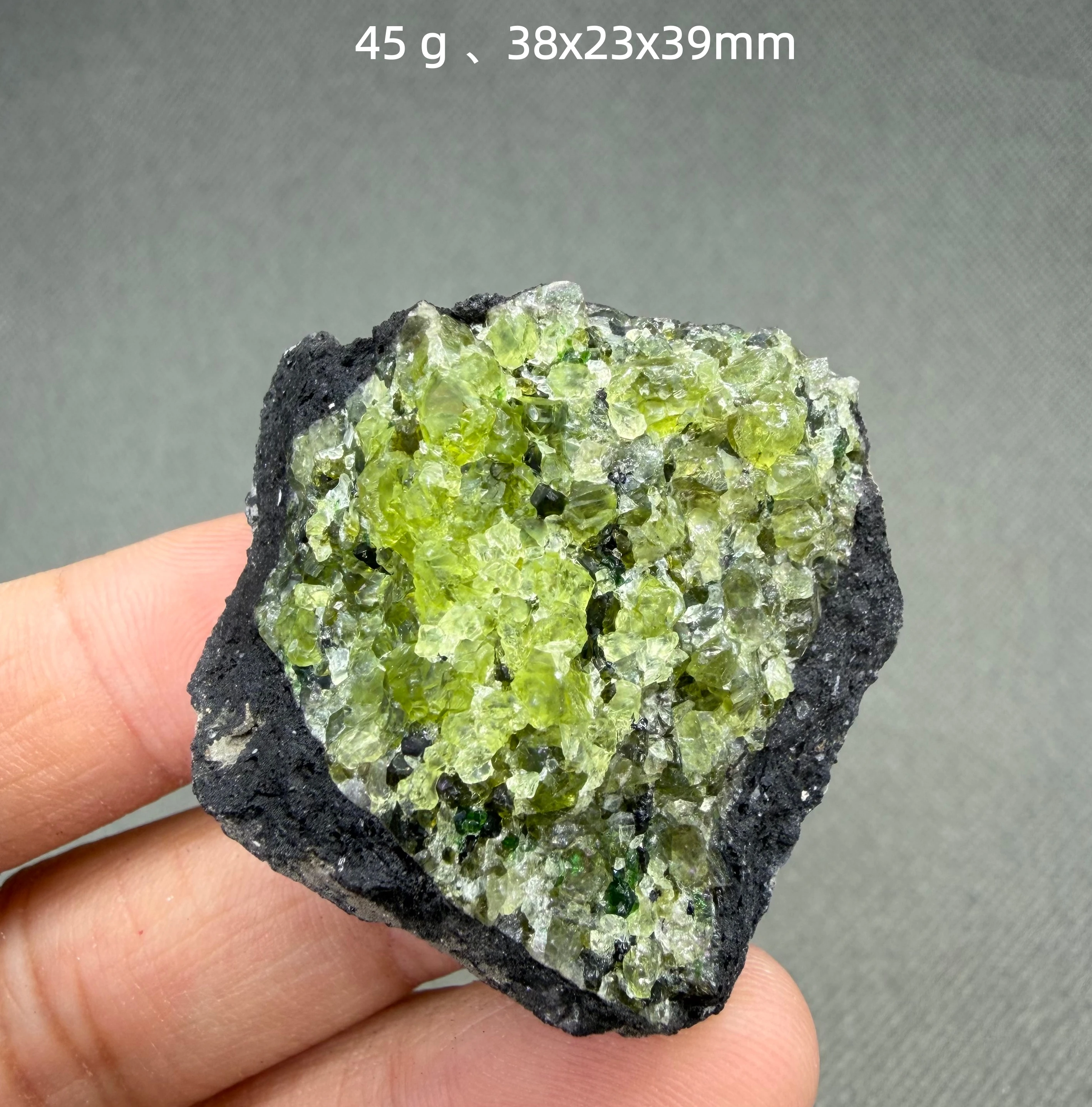 Natural Peridot Crystal Cluster on Matrix Short Prismatic Olivine Mineral Specimen Rare