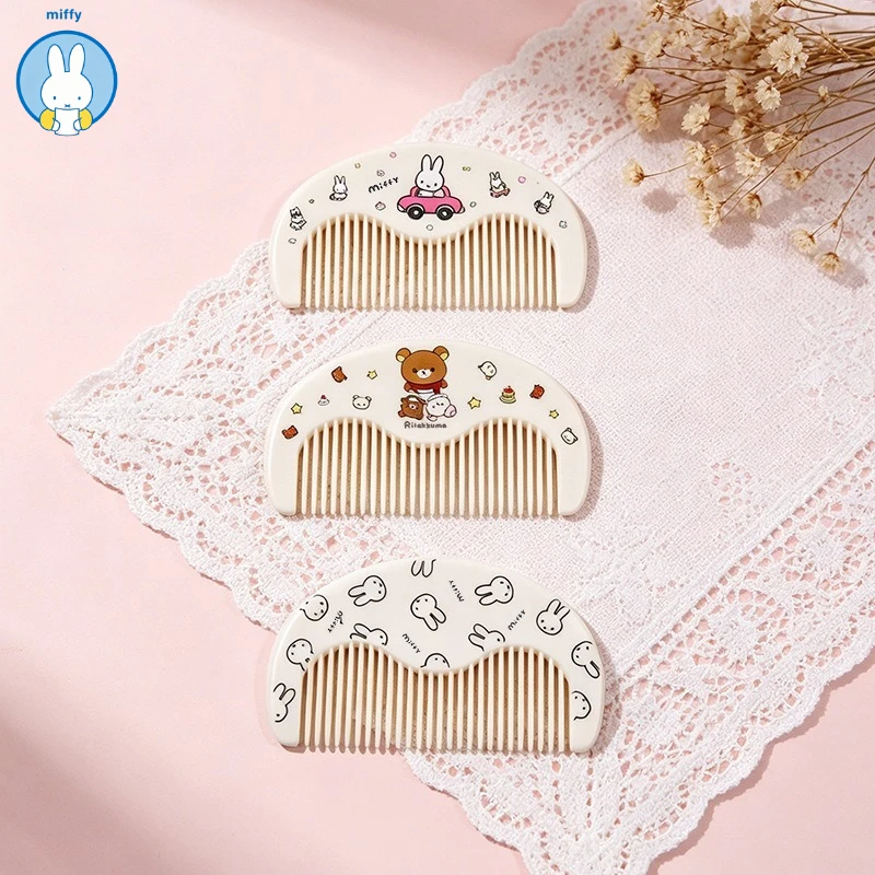 Kawaii Miffy Cartoon Rabbit Bear Comb Portable Anti-static Hairdressing Comb Girl Portable Mirror Comb Set Lightweight Wholesale