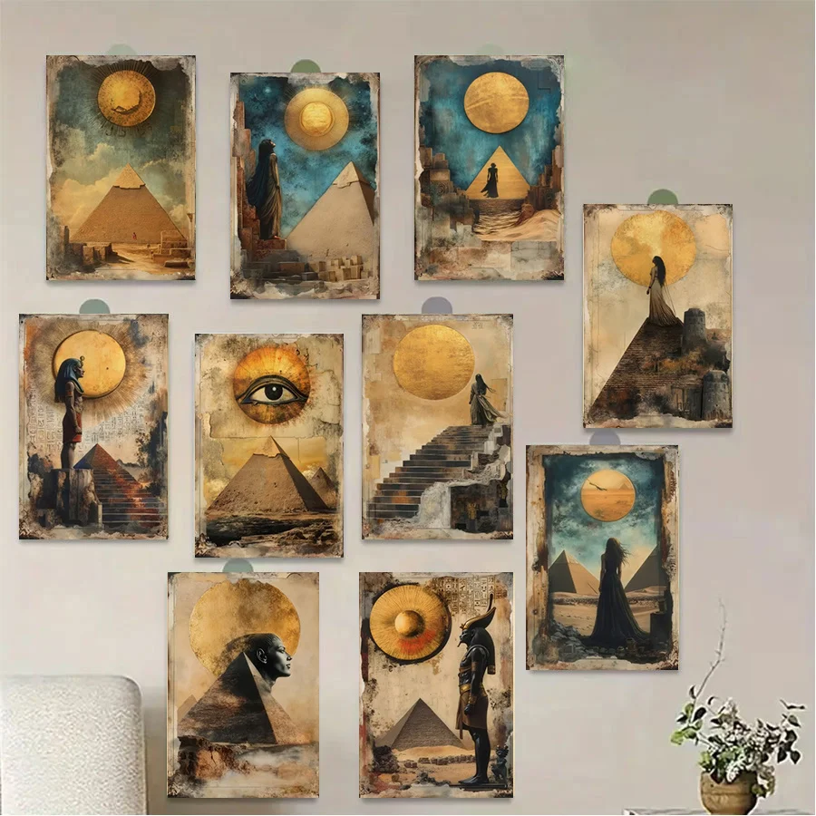 28PCS Retro Ancient Egyptian Themed Postcard Set, Wall Decoration Greeting Cards, Yon'yu Scrapbook, Ledger, Holiday Gifts