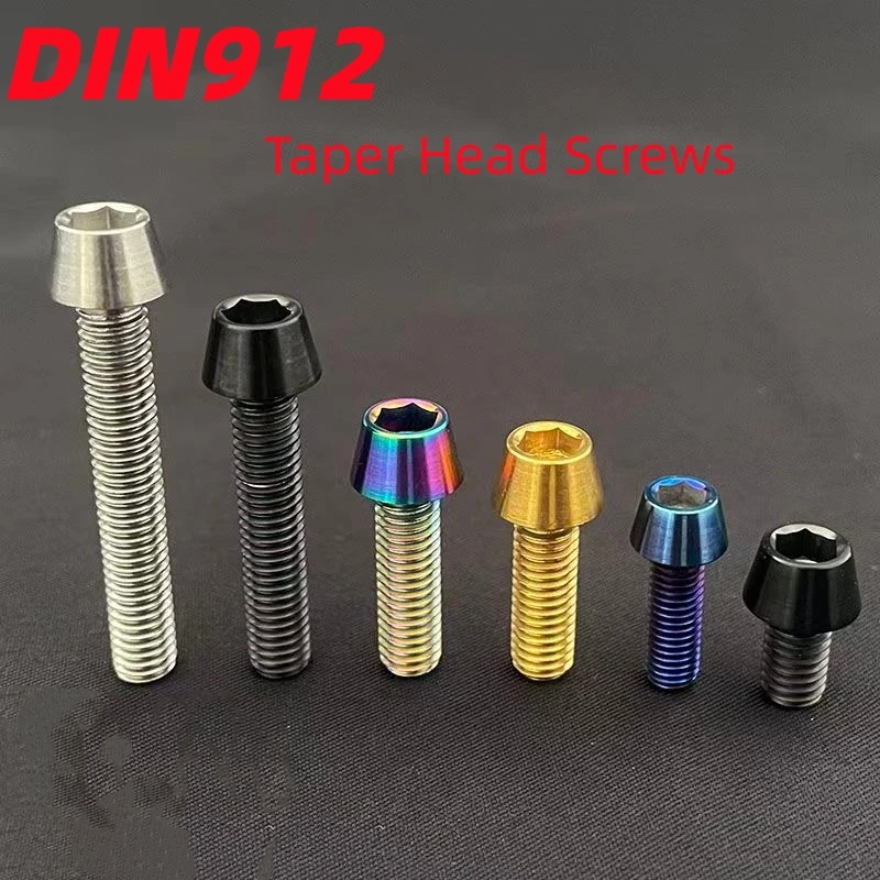 TC4 Titanium Bolts, M4 DIN912 Taper Head Screws for MTB Road Bike Bicycle Seatpost Headset Brake