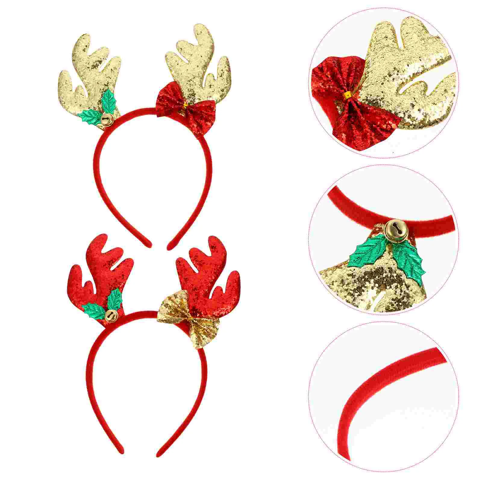 2 Pcs Antler Glitter Headband Women Hair Hoop Female Aldult Artificial Fashion Party Child