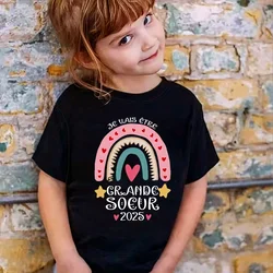 Grande Soeur 2025 Pregnancy Announcement Clothing Kids Girl Short Sleeve Tee Top Future Big Sister Child T-shirt Outfits