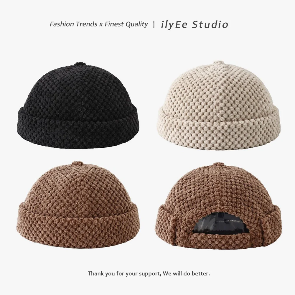 جديد الخريف الشتاء بلون الجمجمة قبعة قبعة الهيب هوب سميكة الدافئة دوكر بحار الدراجة Brimless القبعات للنساء الرجال اليقطين قبعة #1