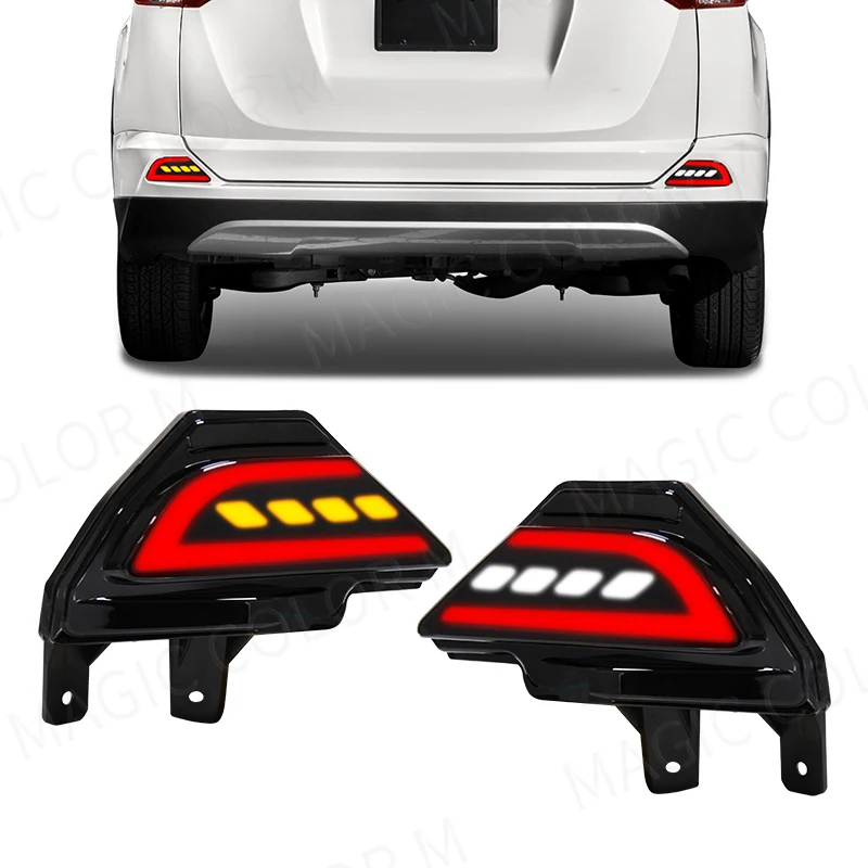

For Toyota RAV4 RAV 4 2016 2017 2018 LED Rear Bumper Reflector 4-in-1 Functions Fog Lamp Brake Dynamic Turn Signal Reverse Light