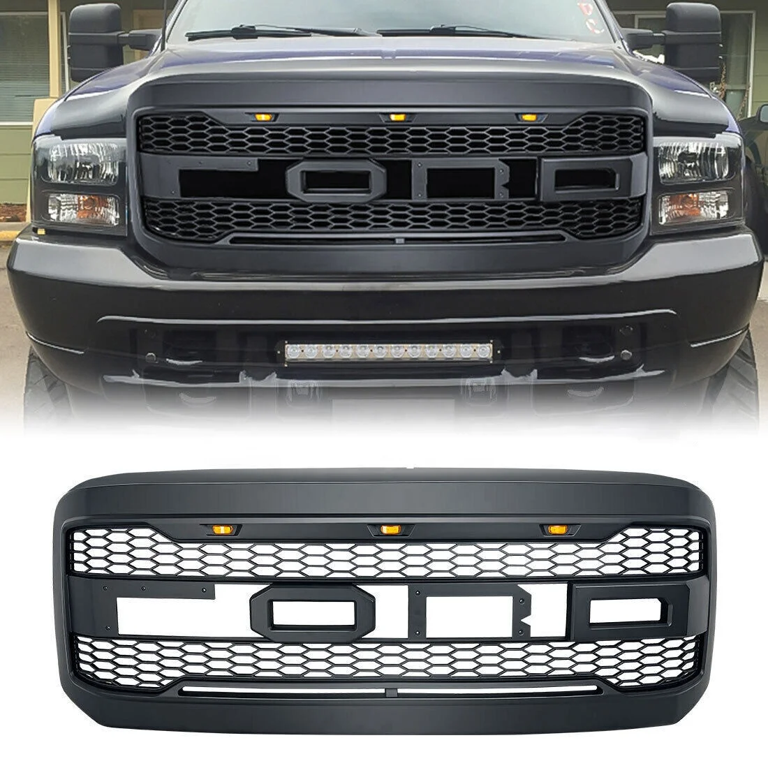 Car Grills For 2005 2006 2007 F250 F350 Ford Super Duty Front Raptor Style Grille Grill With Letters