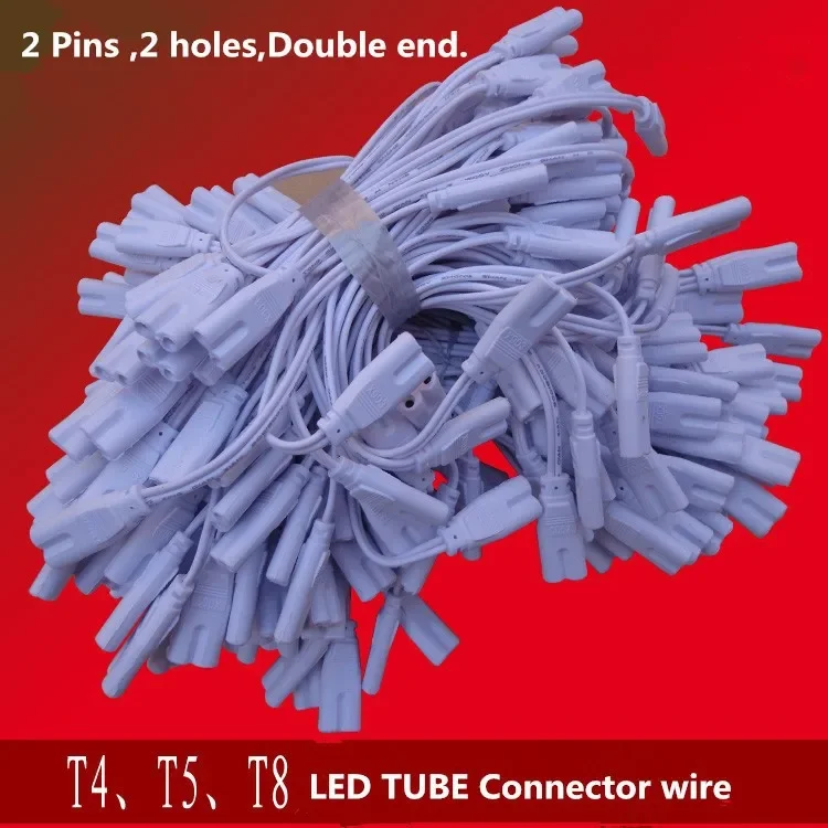 10pcs/lot T4 T5 T8 fixture tube light connection cables led lighting tube connector 2 pin double-end cable connecting lines